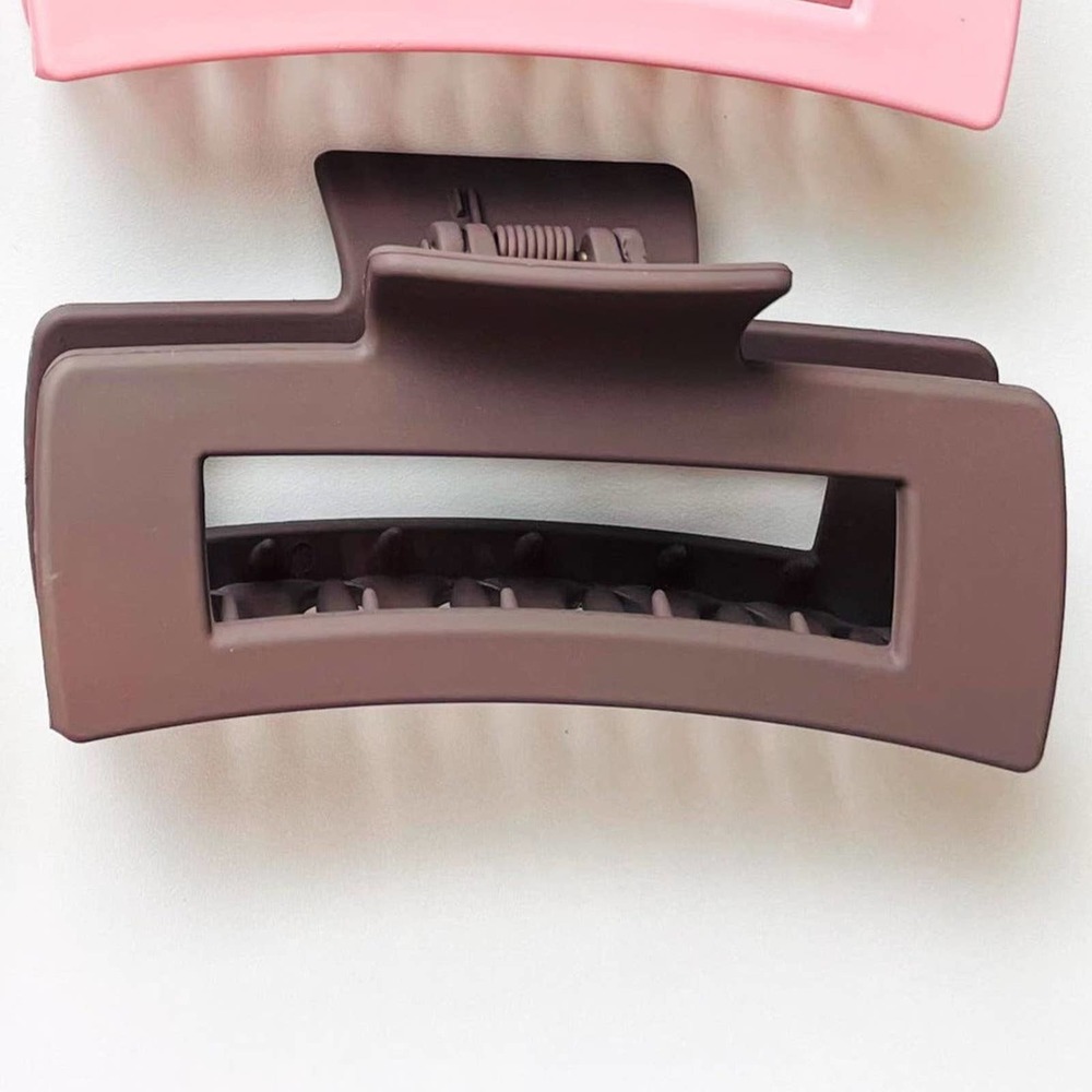 Large Rectangle Claw Clip Hair Accessory Brown